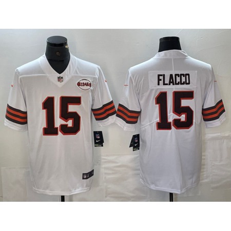 Men's Cleveland Browns #15 Joe Flacco White 1946 Collection Vapor Untouchable Limited Stitched Jersey