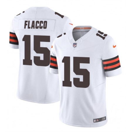 Men's Cleveland Browns #15 Joe Flacco White 2023 F.U.S.E. Vapor Limited Stitched Football Jersey