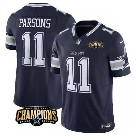 Men's Dallas Cowboys #11 Micah Parsons Navy 2023 F.U.S.E. NFC East Champions Patch Stitched Football Jersey