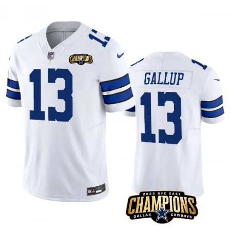 Men's Dallas Cowboys #13 Michael Gallup White 2023 F.U.S.E. NFC East Champions Patch Stitched Football Jersey