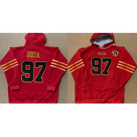 Men's San Francisco 49ers Customized Red Gold 75th Anniversary Alternate Pullover Hoodie