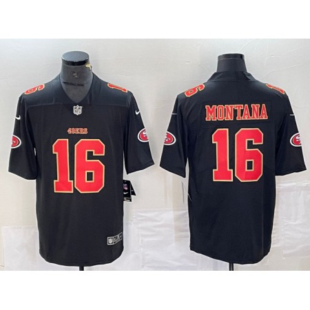 Men's San Francisco 49ers #16 Joe Montana Black Vapor Untouchable Limited Stitched Jersey