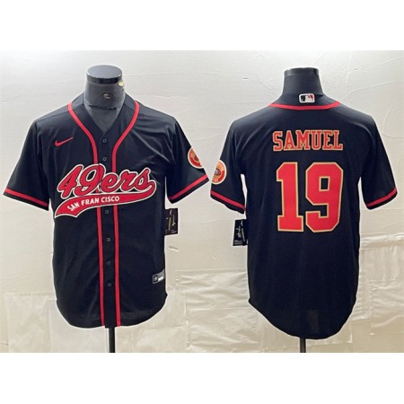Men's San Francisco 49ers #19 Deebo Samuel Black With Patch Cool Base Stitched Baseball Jersey