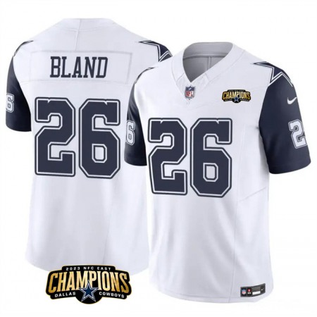 Men's Dallas Cowboys #26 DaRon Bland White/Navy 2023 F.U.S.E. NFC East Champions Patch Stitched Football Jersey