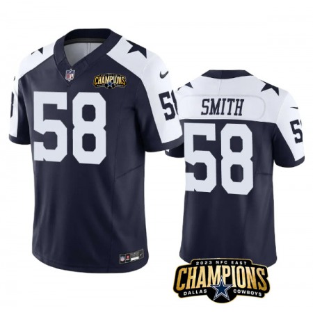 Men's Dallas Cowboys #58 Mazi Smith Navy/White 2023 F.U.S.E. NFC East Champions Patch Stitched Football Jersey