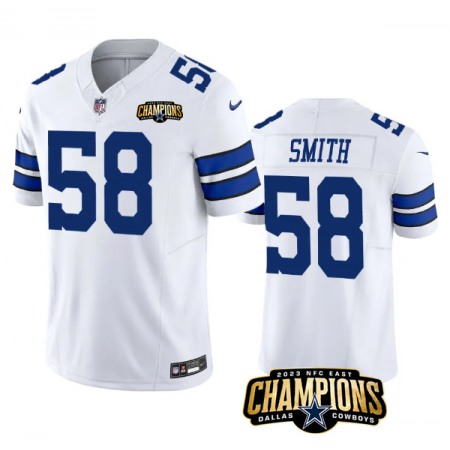 Men's Dallas Cowboys #58 Mazi Smith White 2023 F.U.S.E. NFC East Champions Patch Stitched Football Jersey