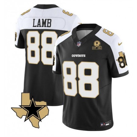 Men's Dallas Cowboys #88 CeeDee Lamb 2023 F.U.S.E. Black/White With Established In 1960 Patch Stitched Football Jersey