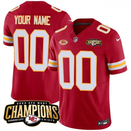 Men's Kansas City Chiefs Active Player Custom Red 2023 F.U.S.E. AFC West Champions With "NKH" Patch Vapor Untouchable Limited Stitched Jersey