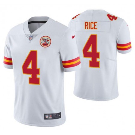Men's Kansas City Chiefs #4 Rashee Rice White Vapor Untouchable Limited Stitched Football Jersey
