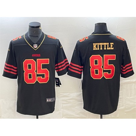 Men's San Francisco 49ers #85 George Kittle Black Gold Stitched Jersey