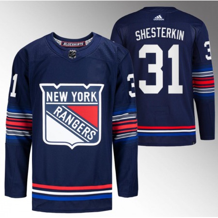 Men's New York Rangers #31 Igor Shesterkin Navy Stitched Jersey