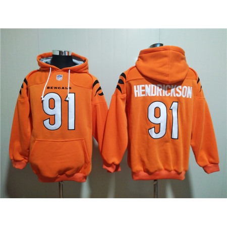 Men's Cincinnati Bengals #91 Trey Hendrickson Orange Pullover Hoodie