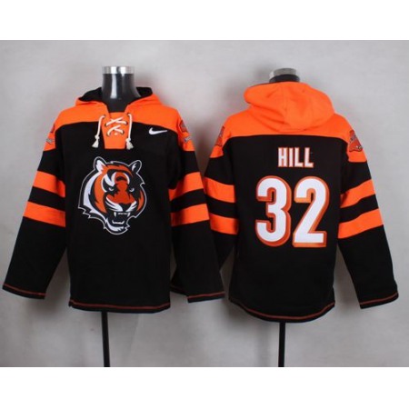 Nike Bengals #32 Jeremy Hill Black Player Pullover NFL Hoodie