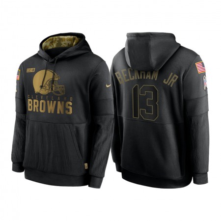 Men's Cleveland Browns #13 Odell Beckham Jr. 2020 Black Salute to Service Sideline Performance Pullover Hoodie