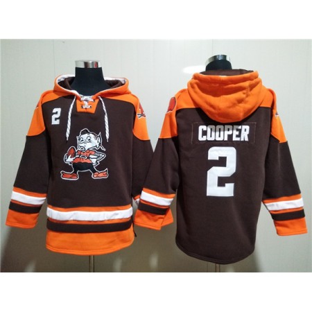 Men's Cleveland Browns #2 Amari Cooper Brown Lace-Up Pullover Hoodie