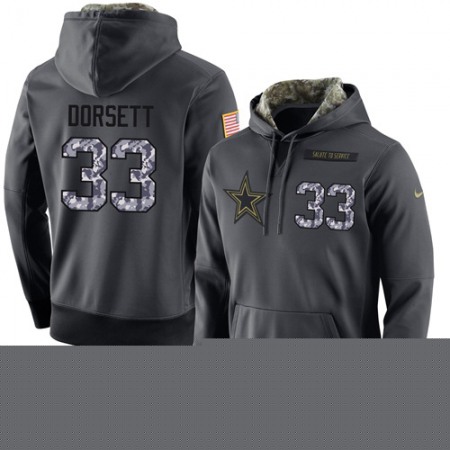 NFL Men's Nike Dallas Cowboys #33 Tony Dorsett Stitched Black Anthracite Salute to Service Player Performance Hoodie