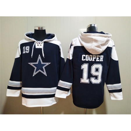 Men's Dallas Cowboys #19 Amari Cooper Navy Ageless Must-Have Lace-Up Pullover Hoodie