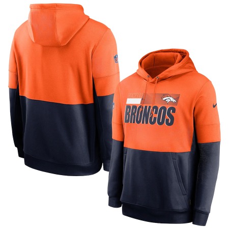 Men's Denver Broncos Orange/Navy Sideline Impact Lockup Performance Pullover Hoodie