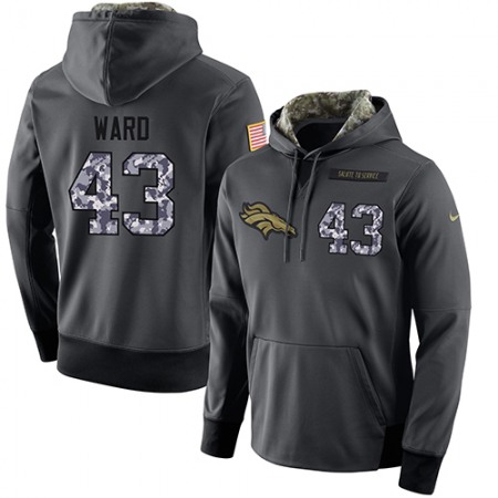 NFL Men's Nike Denver Broncos #43 T.J. Ward Stitched Black Anthracite Salute to Service Player Performance Hoodie