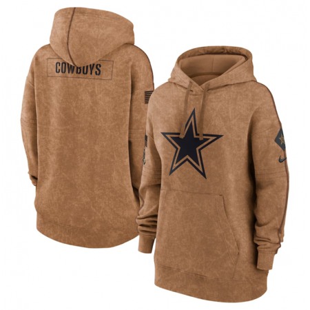 Women's Dallas Cowboys 2023 Brown Salute to Service Pullover Hoodie(Run Small)