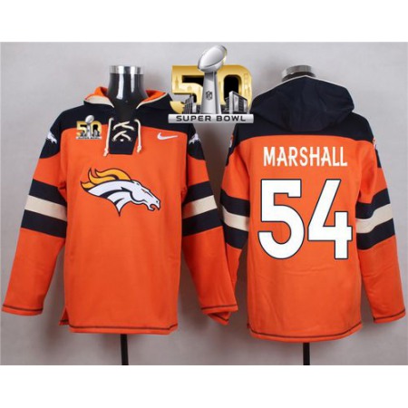 Denver Broncos #54 Brandon Marshall Orange Super Bowl 50 Player Pullover NFL Hoodie