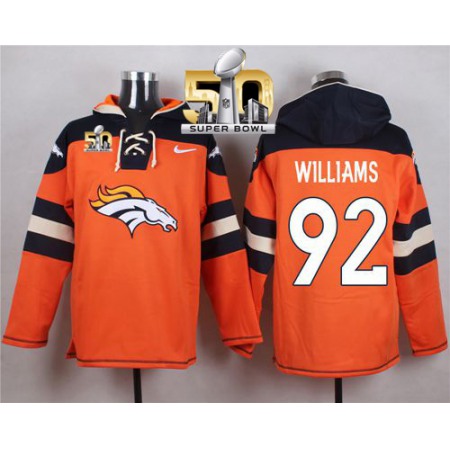 Nike Broncos #92 Sylvester Williams Orange Super Bowl 50 Player Pullover NFL Hoodie