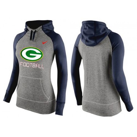 Women's Nike Green Bay Packers Performance Hoodie Grey & Dark Blue