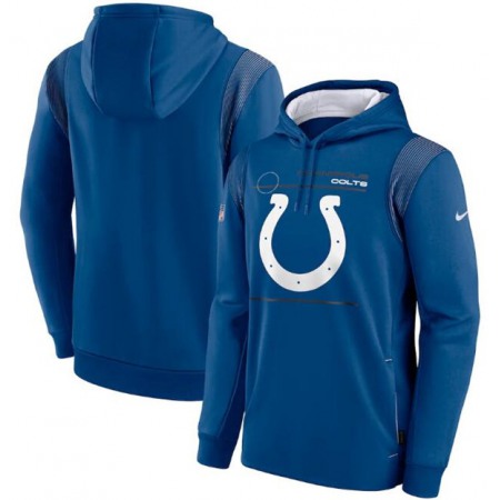 Men's Indianapolis Colts 2021 Royal Sideline Logo Performance Pullover Hoodie