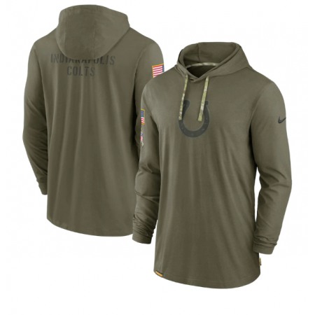 Men's Indianapolis Colts 2022 Olive Salute to Service Tonal Pullover Hoodie