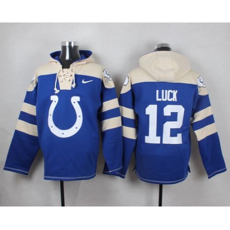 Nike Colts #12 Andrew Luck Royal Blue Player Pullover NFL Hoodie