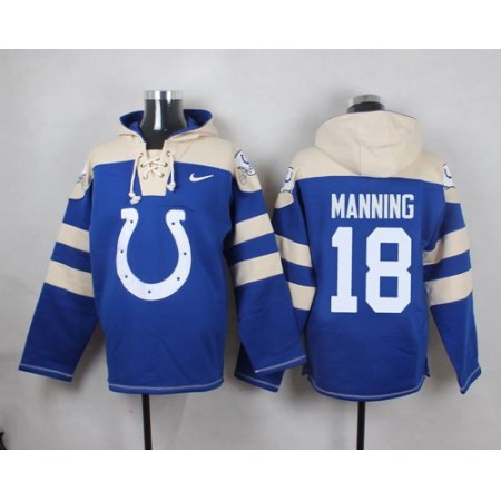 Nike Colts #18 Peyton Manning Royal Blue Player Pullover NFL Hoodie