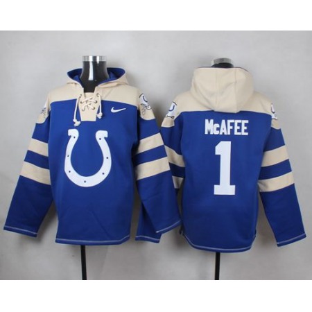 Nike Colts #1 Pat McAfee Royal Blue Player Pullover NFL Hoodie