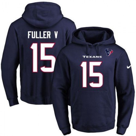 Nike Texans #15 Will Fuller V Navy Blue Name & Number Pullover NFL Hoodie