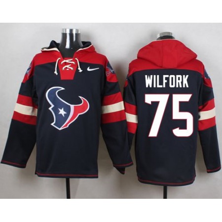 Nike Texans #75 Vince Wilfork Navy Blue Player Pullover NFL Hoodie