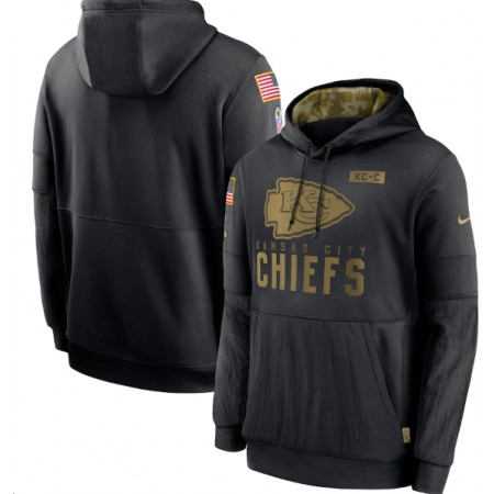 Men's Kansas City Chiefs 2020 Black Salute to Service Sideline Performance Pullover Hoodie
