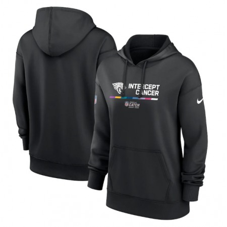 Women's Jacksonville Jaguars 2022 Black NFL Crucial Catch Therma Performance Pullover Hoodie(Run Small)