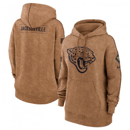 Women's Jacksonville Jaguars 2023 Brown Salute to Service Pullover Hoodie(Run Small)