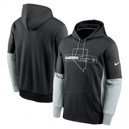 Men's Las Vegas Raiders Black Color Block Fleece Performance Pullover Hoodie