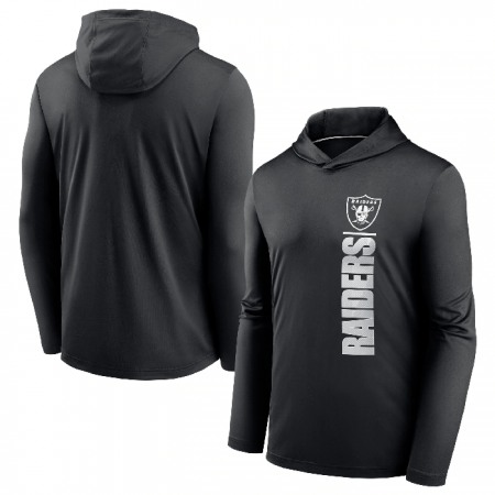 Men's Las Vegas Raiders Black Fan Gear Team Stack Hoodie Performance Long Sleeve T-Shirt