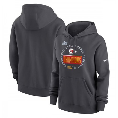 Women's Kansas City Chiefs Black Super Bowl LVII Champions Pullover Hoodie(Run Small)