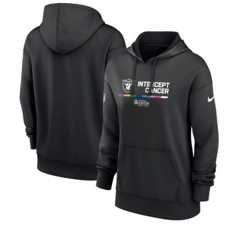 Women's Las Vegas Raiders 2022 Black NFL Crucial Catch Therma Performance Pullover Hoodie(Run Small)