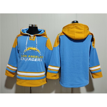 Men's Los Angeles Chargers Blank Blue Ageless Must-Have Lace-Up Pullover Hoodie