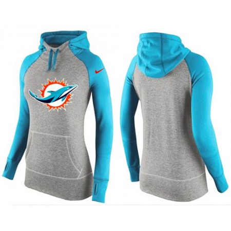 Women's Nike Miami Dolphins Performance Hoodie Grey & Blue_2