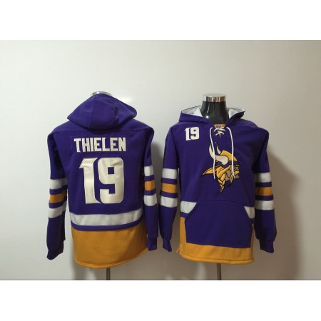 Men's Minnesota Vikings #19 Adam Thielen Purple All Stitched NFL Hoodie Sweatshirt