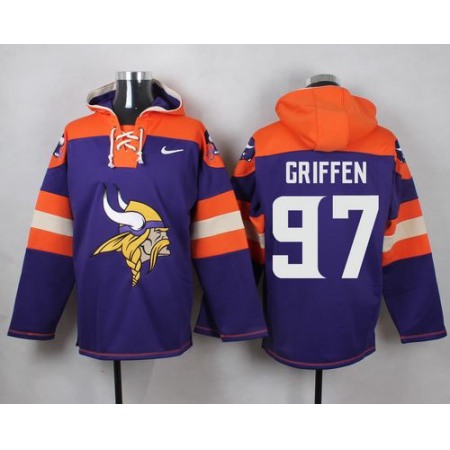 Nike Vikings #97 Everson Griffen Purple Player Pullover NFL Hoodie