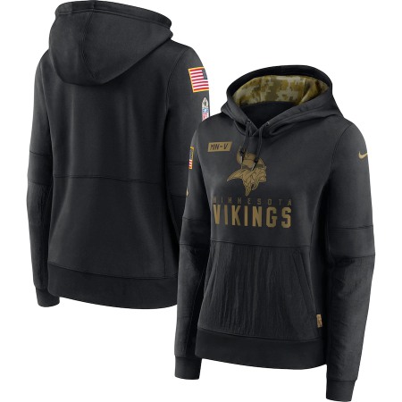 Women's Minnesota Vikings 2020 Black Salute to Service Sideline Performance Pullover Hoodie (Run Small)