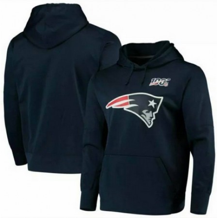 Men's New England Patriots Navy Whith 100th Anniversary Patch Hoodie