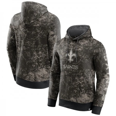 Men's New Orleans Saints Black/Gray Blackout Tonal Pullover Hoodie