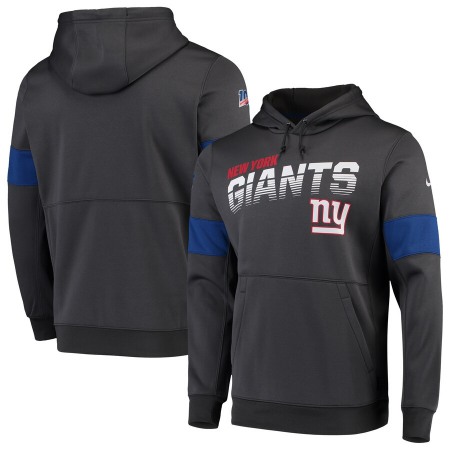 Men's New York Giants 2019 Anthracite 100th Season Sideline Team Logo Performance Pullover Hoodie