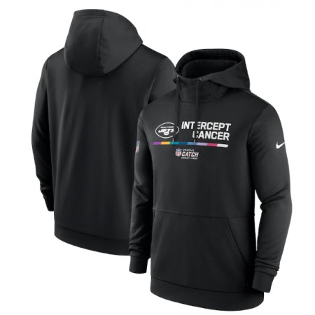 Men's New York Jets 2022 Black Crucial Catch Therma Performance Pullover Hoodie